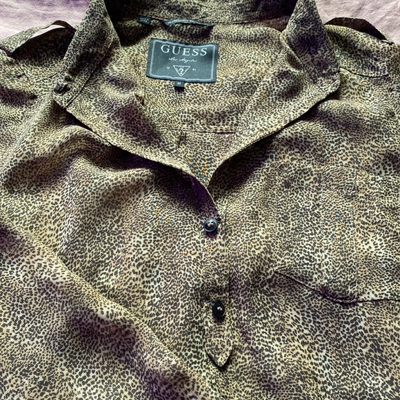Guess Leopard Print Blouse Size:M - Lightly Worn - Picture 3 of 3